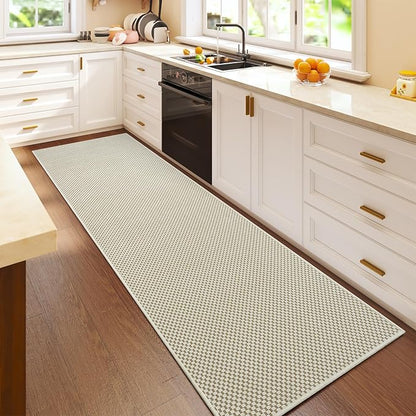2x6 ft Kitchen Runner Rugs Mat Non Slip Woven Runners for Hallways Washable, Soft Long Entryway Laundry Hall Floor Runner Carpet for Indoor Backdoor Bedroom Living Room, Beige