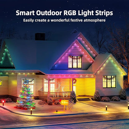 50FT Permanent Outdoor Lights, RGB LED Eaves Lights with App/Remote Control,Waterproof Smart String Light for Christmas and All Holiday Decor,Daily and Party Lighting,House Roof and Garden Lighting