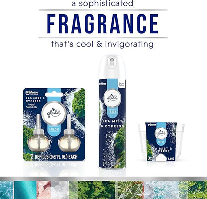Glade 3-Wick Scented Candle Jar, Sea Mist & Cypress, Air Freshener Infused with Essential Oils, 6.8 Oz, 3 Count