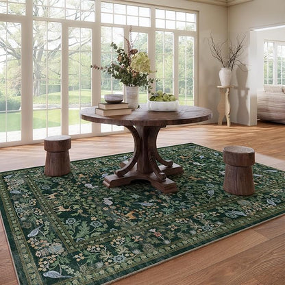 Washable Area Rugs for Living Room: 9x12 Rug Stain Resistant Non Slip Low Pile Lightweight Soft Carpets for Bedroom Kitchen Dining Room Nursery Kids Room Farmhouse Home Office Indoor