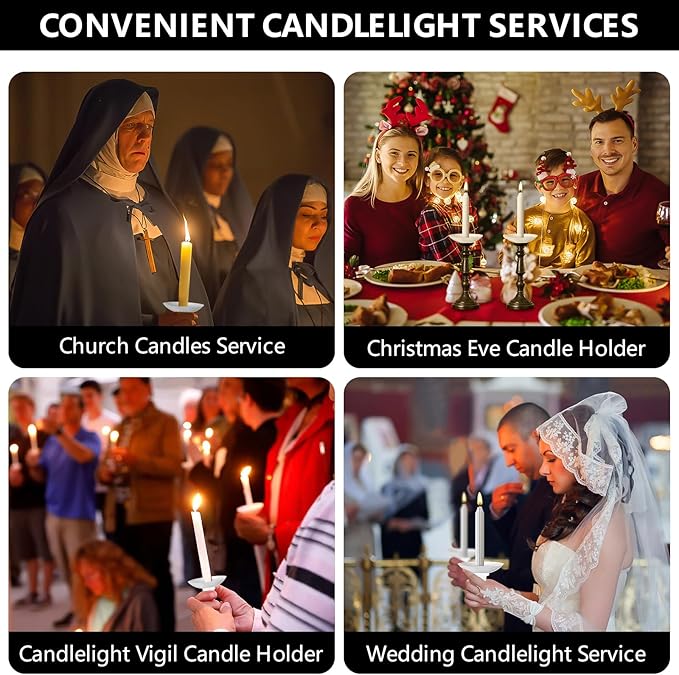 50 Pcs Candle Drip Protectors, Reusable Plastic Candle Holders Bobeches for Candlesticks, Candle Drip Wax Catcher Convenient Candlelight Service for Church Vigil Christmas Eve Wedding Party Candles