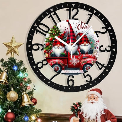 Wall Clock 10 Inch Silent Non-Ticking Modern Clocks Battery Operated - Analog Small Classic for Office, Home, Living Room,Bathroom, Kitchen, Bedroom, School,Snowman Clock