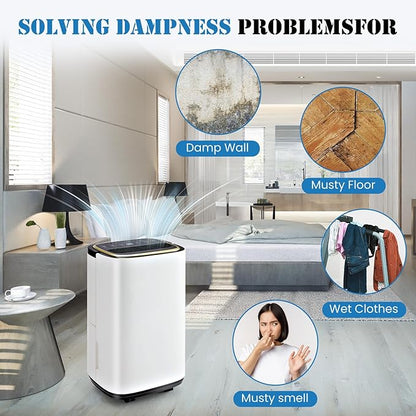 Sweetcrispy 4,500 Sq. Ft. Dehumidifier for Basement, 50 Pints Dehumidifiers for Home with Drain Hose, 1.58 Gallon Water Tank Portable Quiet Moisture Remover, Ideal for Whole House, Bedroom & Bathroom