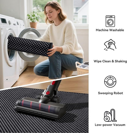2x8 ft Runners for Hallways Extra Long Woven Washable Kitchen Runner Mat Rugs Non Slip, Soft Entryway Laundry Hall Floor Runner Carpet for Bedroom Hallway Living Room, Black