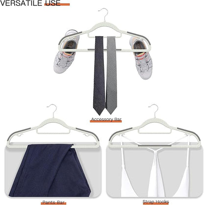 60 Pack Heavy Duty Non-Slip Plastic Hangers - Slim Space Saving w/ 360° Hook for Wet/Dry Clothes, Retail Store Display & Home Organization - Gray