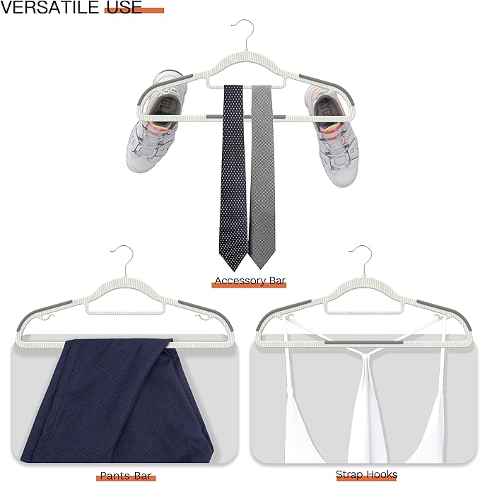 40 Pack Heavy Duty Non-Slip Plastic Hangers - Slim Space Saving w/ 360° Hook for Wet/Dry Clothes, Retail Store Display & Home Organization - Gray