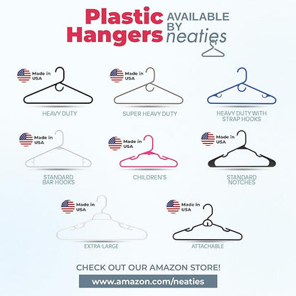 Neaties Heavy Duty Clothes Hangers 100+ Pack (324 Count) – Made in The USA – 8lb Capacity Plastic Hangers for Adult Clothing – Durable for Pants, Coats, Jackets, or Jeans – Black