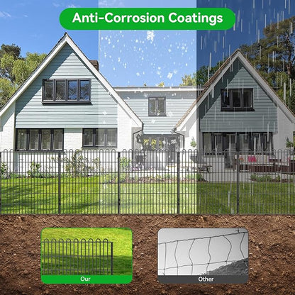 Decorative Garden Fence 20 Panels 47.2 ft(L) X 32 in(H) Animal Barrier for Yard, Patio, Garden Borders, No-Dig Outdoor Fencing with Rustproof Metal Panels, Temporary Ground Stakes for Dogs, Rabbit