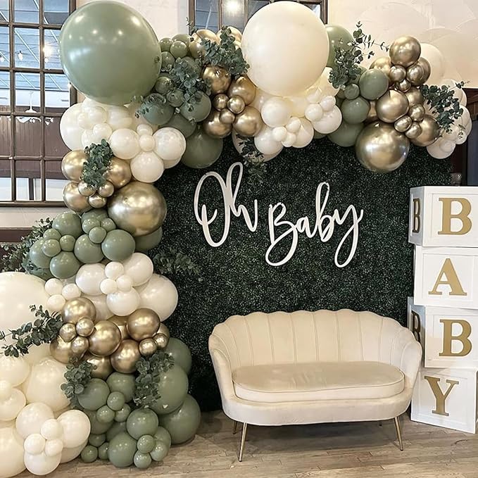 Sage Green Balloons, 30 Pcs 12 Inch Eucalyptus Olive Vintage Green Helium Latex Balloons for Birthday Boho Baby Shower Wedding Party Decorations