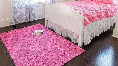Unique Loom Solid Shag Collection Area Rug (10' x 13' Rectangle, Taffy Pink)