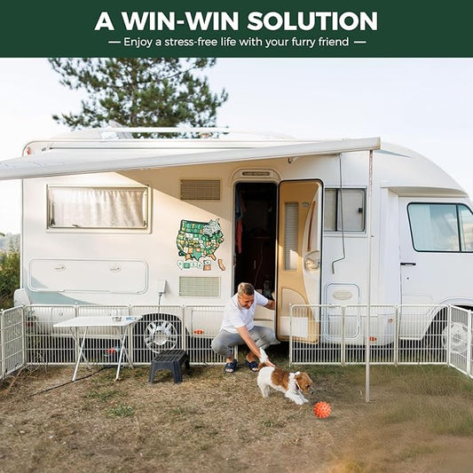 FXW Rollick Unleashed Dog Playpen for Indoor, Yard, RV Camping, 24 inch 48 Panels for Small and Puppy Dogs, White│Patented