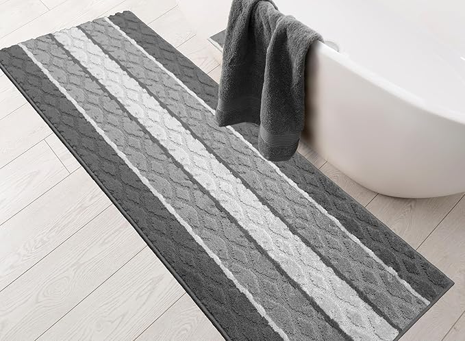 Custom Size Hallway Runner Rug, Slip Resistant, 26 Inch Wide x Your Choice of Length Size, Damask Anthracite, 26 Inch X 11 Feet, Sold and Priced Per Foot