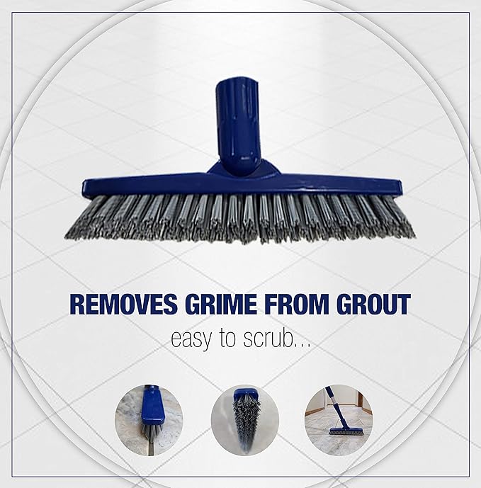 Bring It On Floor Scrub Brush and Grout Cleaner – Scrubber Brush with Long Handle – Heavy-Duty Scrubbing Brush for Cleaning with Stiff Bristles – Grout Scrubber for Tile, Deck, Shower, Bathroom