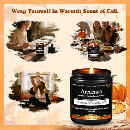 Pumpkin Pie Candle – Holiday Winter Scented Candles, Warm Spiced Pumpkin Aroma for Christmas Home Décor, Cozy Seasonal Candles Gift for Women & Men, Long-Lasting Soy Wax Candle