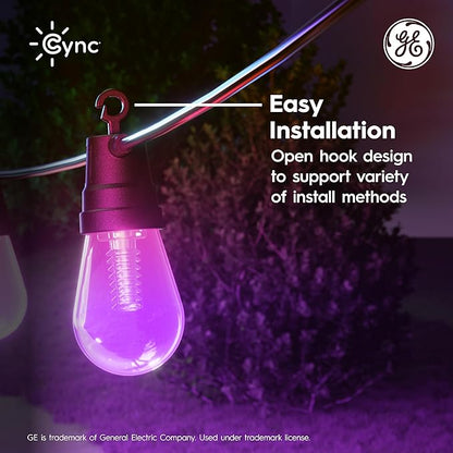 Cync GE Dynamic Effects Smart Cafe Lights, Color Changing Patio String Lights, Compatible with Alexa and Google, 48ft