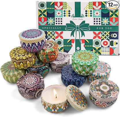 Scented Candles Gift Set, 12 Pack Candles for Home Scented, 21.12 oz Long Lasting Soy Wax Aromatherapy Candle Set with Gift Box, Valentine's Day Gifts for Women