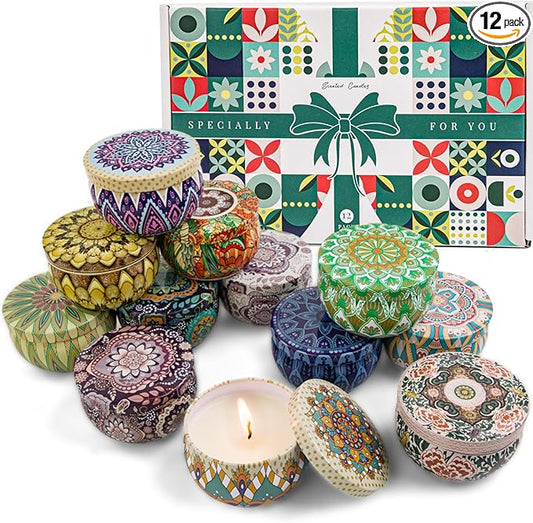 Scented Candles Gift Set, 12 Pack Candles for Home Scented, 21.12 oz Long Lasting Soy Wax Aromatherapy Candle Set with Gift Box, Valentine's Day Gifts for Women