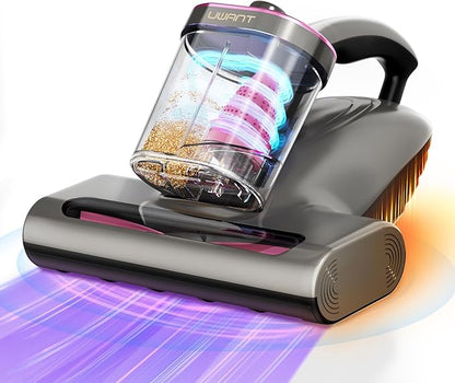 uwant Bed Cleaner with 16Kpa Suction Metal Roller 253.7nm Uv-c Light Mattress Vacuum Cleaner 36000RPM/Min 149℉ Heating HEPA Filter&Ultrasonic Mattress Vacuum for Sofa, Pillow, Bed Throws, Grey