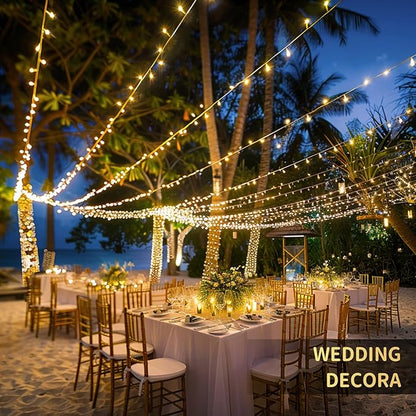 JMEXSUSS 168FT 600 LED Christmas Lights Outdoor Waterproof 8 Modes Indoor String Lights for Outside Warm White Christmas Tree Lights Plug in for Bedroom Wedding Party Holiday Classroom Decorations