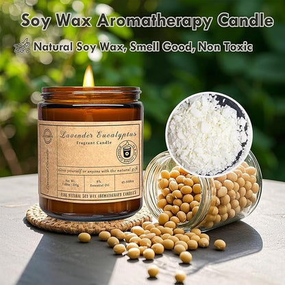 Scented Candles - Lavender Eucalyptus Candles for Home Scented, 7oz Soy Wax Aromatherapy Candle for Stress Relief and Relaxation Anxiety, Non Toxic, Birthday Gifts, Christmas Gifts for Women & Men