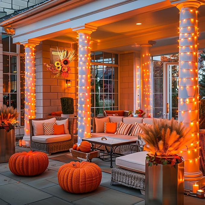 JMEXSUSS 600 LED Orange Lights for Halloween Decorations, Halloween String Lights Outdoor, Orange String Fall Light Plug in for Indoor Room Tree Yard Party Fall Decor