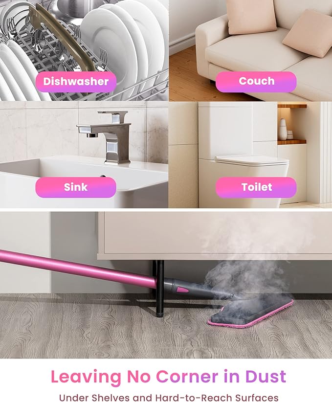 Schenley Steam Mop Cleaner with Detachable Handheld Steamer for Cleaning Hardwood, Laminate Floor, Tiles and Grout, with 7-in-1 Multi-purpose Accessories and Washable Microfiber Pads