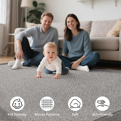 Washable Hallway Runner Rug 2x5 Jute Like Kitchen Runner Mat Rugs Non Slip, Woven Soft Entryway Farmhouse Runner Boho Floor Carpet for Indoor Laundry Hall Backdoor Bedroom Living Room, Grey