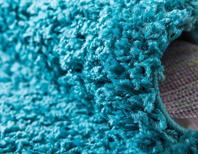Unique Loom Solid Shag Collection Area Rug (8' x 11' Rectangle, Deep Aqua Blue)