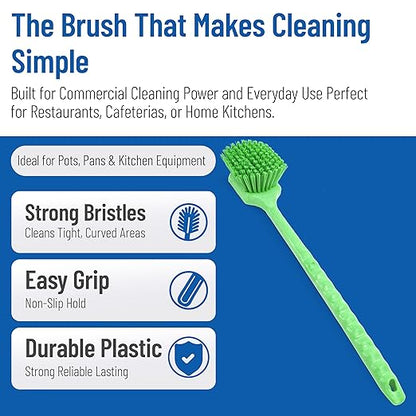 SPARTA 40501EC75 Plastic Large Scrub Brush, Kitchen Brush, Utility Brush With Long Handle For Cleaning, 20 Inches, Lime