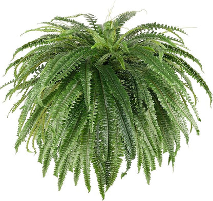 Single Silky 50" Artificial Fern Plant, Large Fake Fern with 116Fronds, Realistic Faux Boston Fern Bush for Outdoors & Indoor, Silk Greenery for Planter, Garden, Office, Home Décor