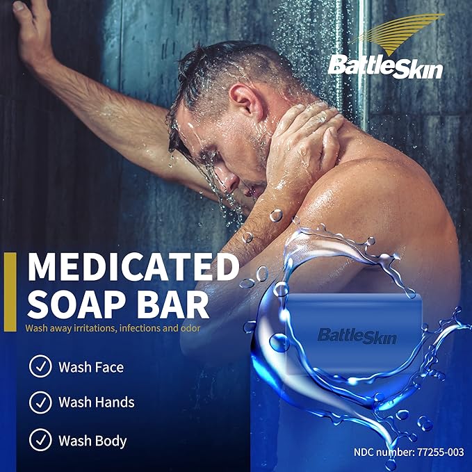 Antifungal Medicated Soap Bar, Tea Tree Oil Body Soap Bar, Athletes Foot Jock Itch Ringworm Yeast Infection Treatment With Natural Oil
