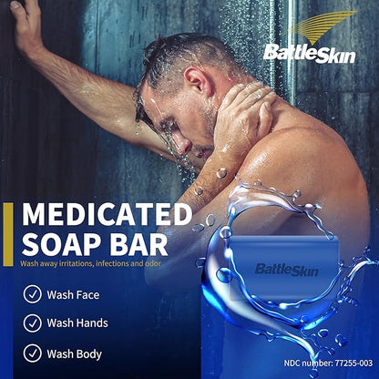 Antifungal Medicated Soap Bar, Tea Tree Oil Body Soap Bar, Athletes Foot Jock Itch Ringworm Yeast Infection Treatment With Natural Oil