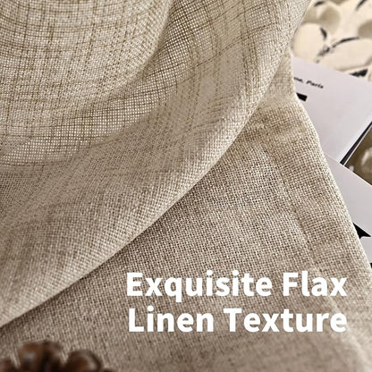 YoungsTex 90 Inch Length Linen Curtains for Living Room 2 Panels, Oatmeal Light Filtering Drapes with Pinch Pleated for Bedroom Office Country Semi Sheer Rustic Back Tab, 40 X 90 Inch