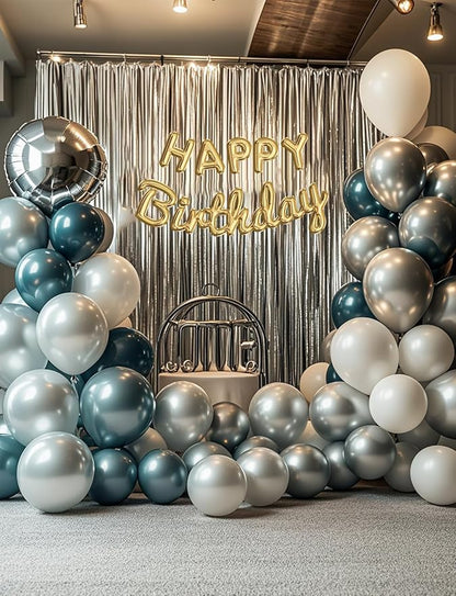 Metallic Silver Balloons 100 Pack, 12 Inch Chrome Latex Helium Garland for Elegant Birthday Wedding Baby Shower Arch Party Decorations