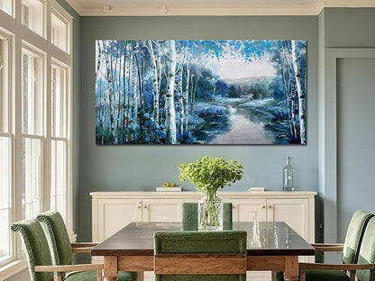 Arjun Tree Large Canvas Wall Art for Living Room Landscape Picture Nature Forest Painting Bedroom, Big Size Artwork Textured Framed Home Office Dining Room Wall Décor 58"x29"