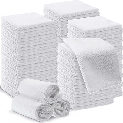 Macarrie 200 Pieces Microfiber Cleaning Cloths Bulk Absorbent Microfiber Towels Reusable Lint-Free Streak Free Wash Rags for House Kitchen Office Restaurants Bar Shop Car, 12 x 12 Inches (White)