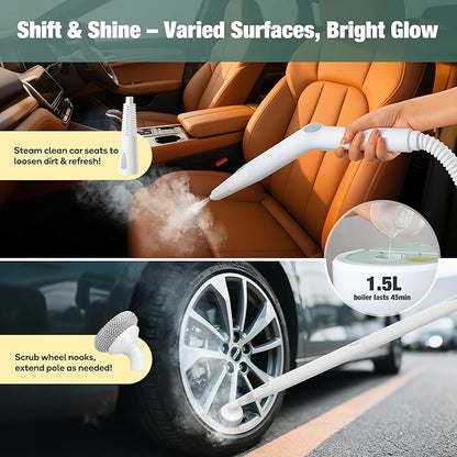 Newbealer Heavy-Duty Steam Cleaner for Home, Stainless Steel Boiler, Steam Mop with 25-Piece Accessories, Max 5 Bar, Multi-Purpose Steamer for Floors, Cars, Furniture, Tiles, and More