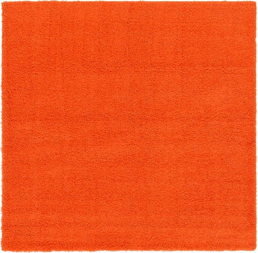 Unique Loom Solid Shag Collection Area Rug (8' Square, Tiger Orange)