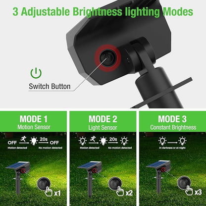 nipify Solar Spot Lights Outdoor Motion Sensor with 3 Modes, [ 12 Pack/56 LED ] Solar Spotlights Outdoor Waterproof 2-in-1 Auto On/Off Landscape Lighting for Outside Yard Wall Garden Path,Cool White