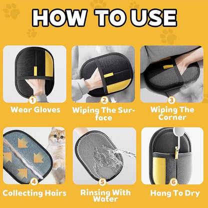 Pet Hair Removal Glove,Magic Brush Pet Hair,electrostatic pet Hair Remover Glove,Laundry/Couch/Carpet/Car Seat for 2025 New Reusable Magic Brush Cat & Dog Remover Tool(2 Pcs)