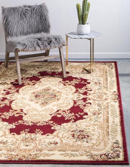 Rugs.com Chateau Collection Rug – 9x12 Red Medium-Pile Rug Perfect for Living Rooms, Large Dining Rooms, Open Floorplans