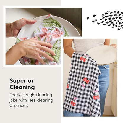 GEOMETRY Spring Kitchen Towels - Quick Dry Microfiber Cloth Spring & Summer Dish Towels for Kitchen Drying - Premium Quick Dry Towel - Strawberry Shortcake Lines, 18" x 30" - 1-Pack