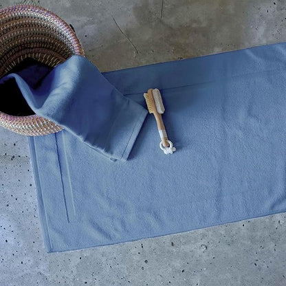 SALBAKOS 100% Turkish Cotton Bath Mat Set 2-Piece - 20x34 inch, Premium Quality Hotel & Spa Collection, Soft, Absorbent, Long Lasting, Durable Bathroom Rugs | Made in Turkey (Blue, 2 Bath Mats)