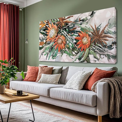 GAIDUOMAI Green Pictures Wall Decor Plants Painting on Canvas Color block Prints Modern Art for Bedroom Dining Room Home 24x48 Neutral Wall Art