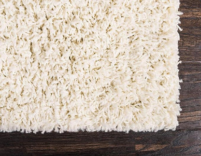 Unique Loom Solid Shag Collection Area Rug (2' 7" x 10' Runner, Pure Ivory)