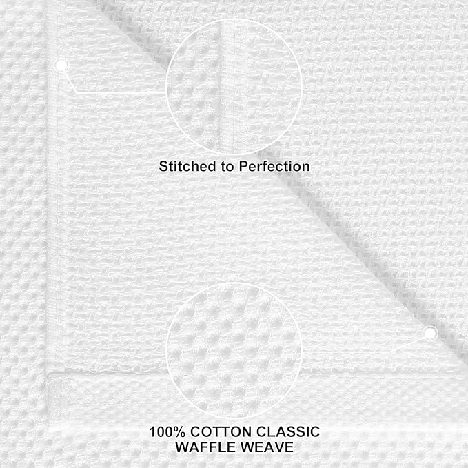 Homaxy 100% Cotton Kitchen Towels and Dishcloths Set, 12 x 12 Inches and 13 x 28 Inches, Set of 8 Bulk Kitchen Towels Set, Ultra Soft Absorbent Dish Cloths for Washing Dishes, White