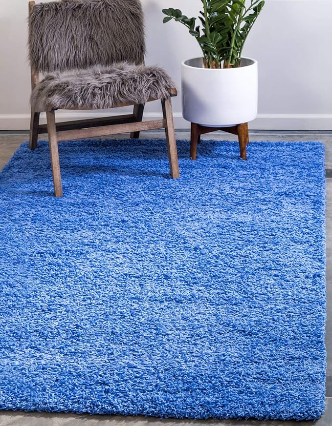 Unique Loom Solid Shag Collection Area Rug (2' 2" x 3' 1" Rectangle, Periwinkle Blue)