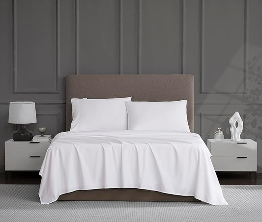 Linen Closet Luxury Cotton 1200 Thread Count Hotel Luxury 4-Piece Sheet Set, Full, White
