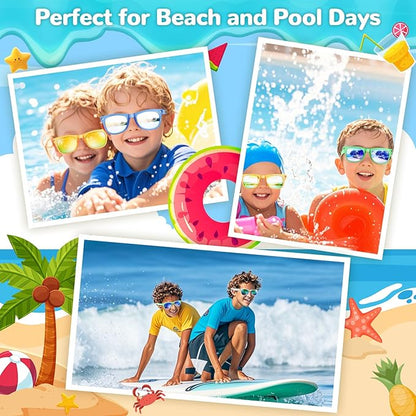 Party Favor Sunglasses for Kids, Boys Girls Age 3-8 Birthday Sunglass with UV 400 Protection, Neon Glasses for Valentines Easter Children Day Gifts, Summer Beach Goodie Bags Stuffers - 12 Packs