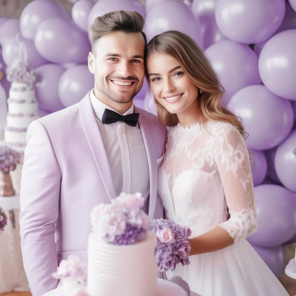 130PCS PastelPurple Balloons, Latex Balloons Different Sizes 18/12/10/5 In, Helium Balloon with Ribbon, Party Balloon Set for Birthday Wedding Graduation Anniversary Baby Shower Decoration